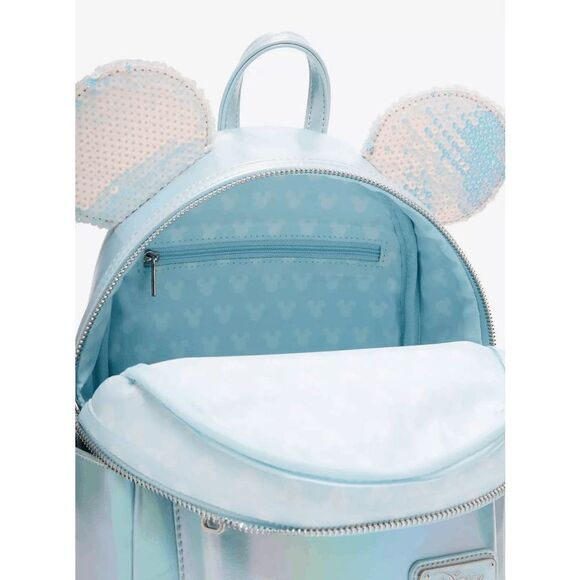Loungefly Disney Minnie Mouse Iridescent Sequin Ears Mini Backpack